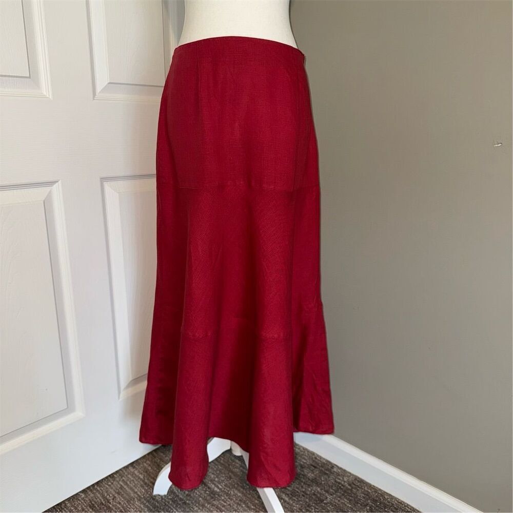 Laura Ashley Red Maxi Linen Skirt, size 8